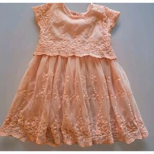 Matalan Kids Pretty Girls Peach Fit & Flare Lace Dress 12-18 months